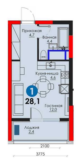 1-комн кв в Янги Узбекистоне! Первоначальный взнос 4 500 у.е [KS]