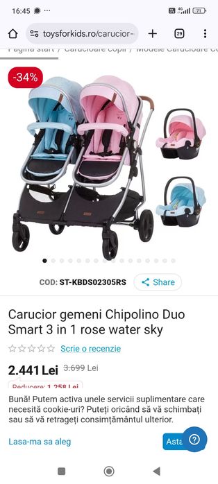 Carucior gemeni Chipolino Duo Smart 3 in 1