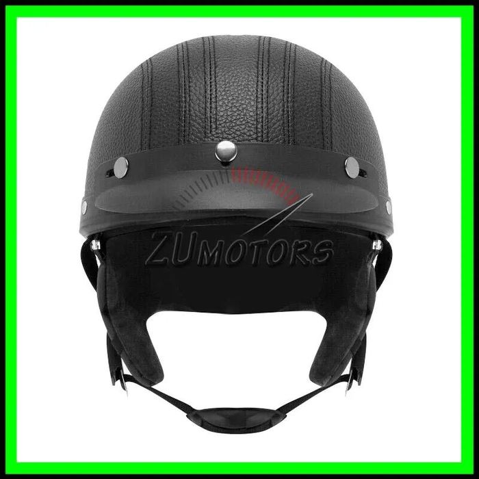 Casca moto Retro scuter Vespa Chopper Piele - Negru