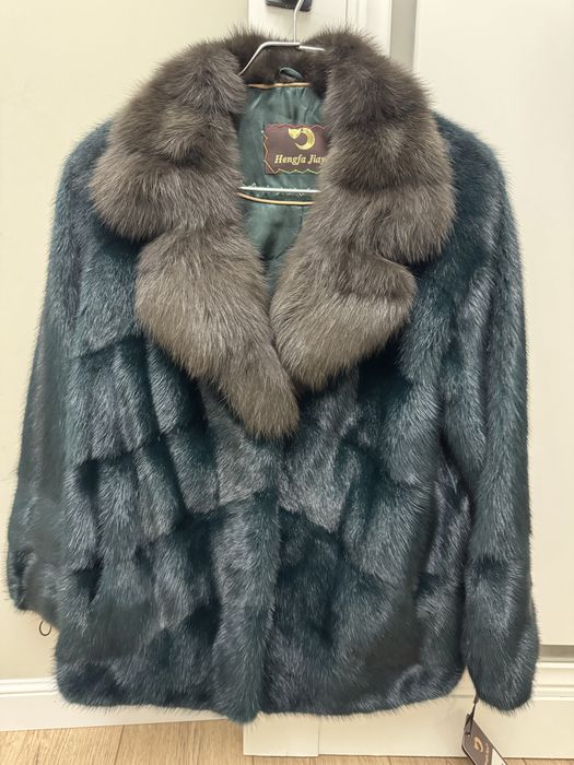 Норковая шуба (цвет изумруд)