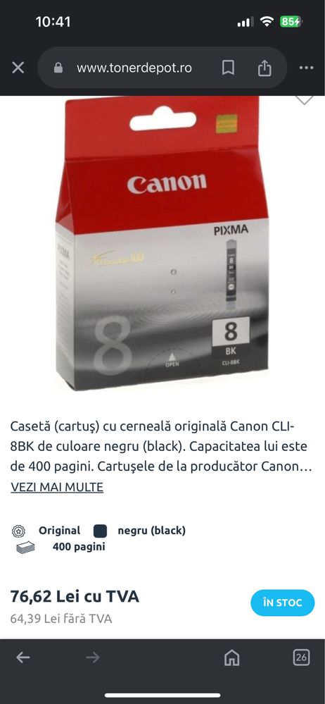 Cartuse Canon BK CLI-8BK