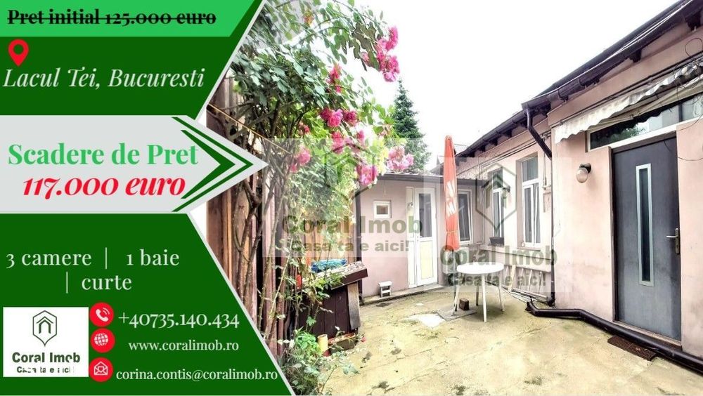 Casa de vanzare curte individuala, centrala, Lacul Tei!