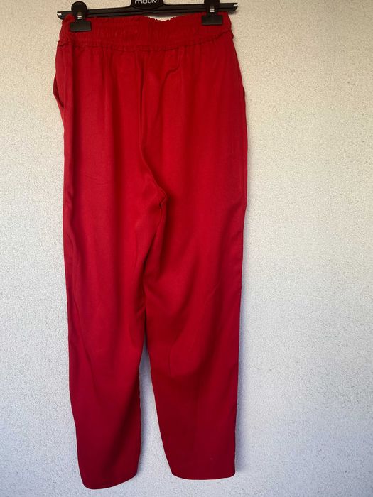 Pantaloni rosu, nou, Mohito, largi cu talie cu elastic si snur, S