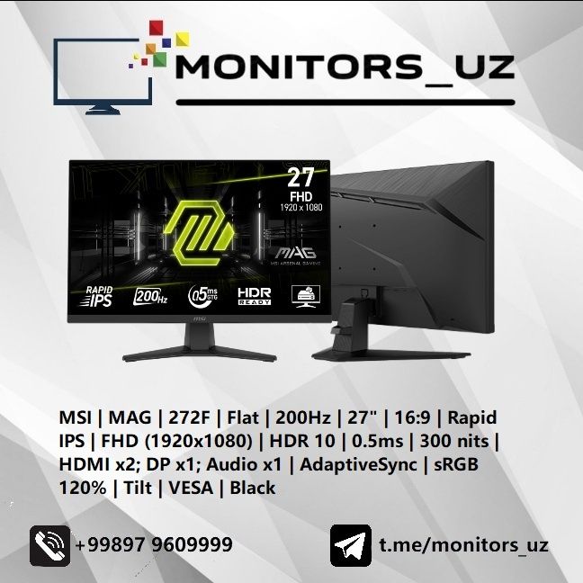 [NEW] монитор MSI 272F IPS 200Hz