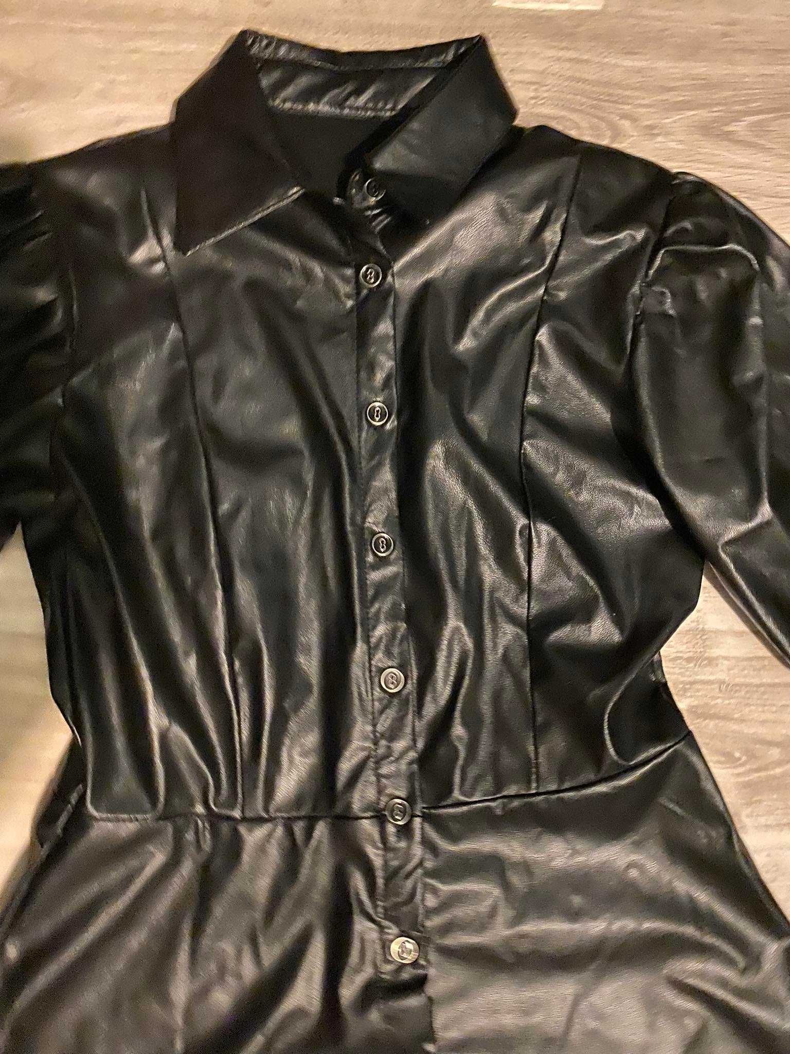 Черна кожена рокля