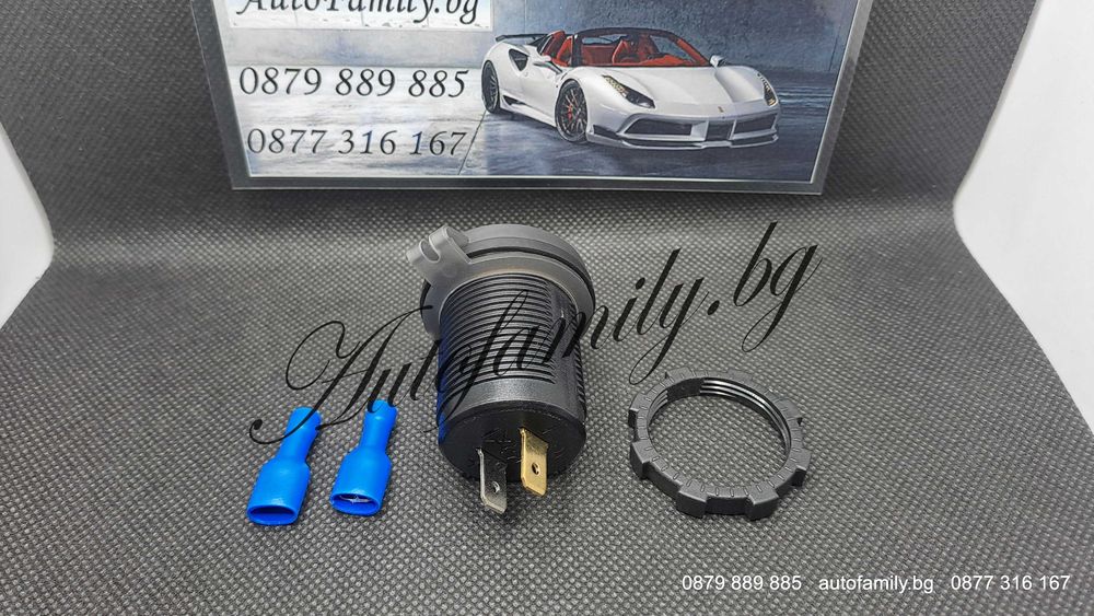 Волтметър USB зарядно за вграждане Fast charge USB+Type C 12-24V DC.