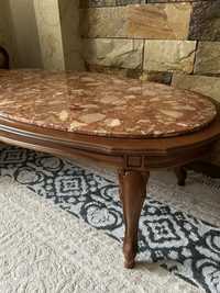 Антикварный кофейный столик с натуральным камнем
