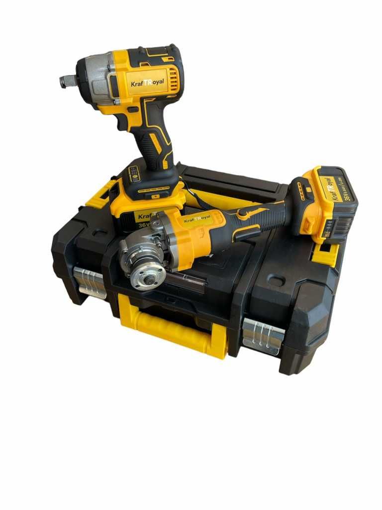 Комплект 2в1 акумулаторен гайковерт + ъглошлайф 36V 8Аh