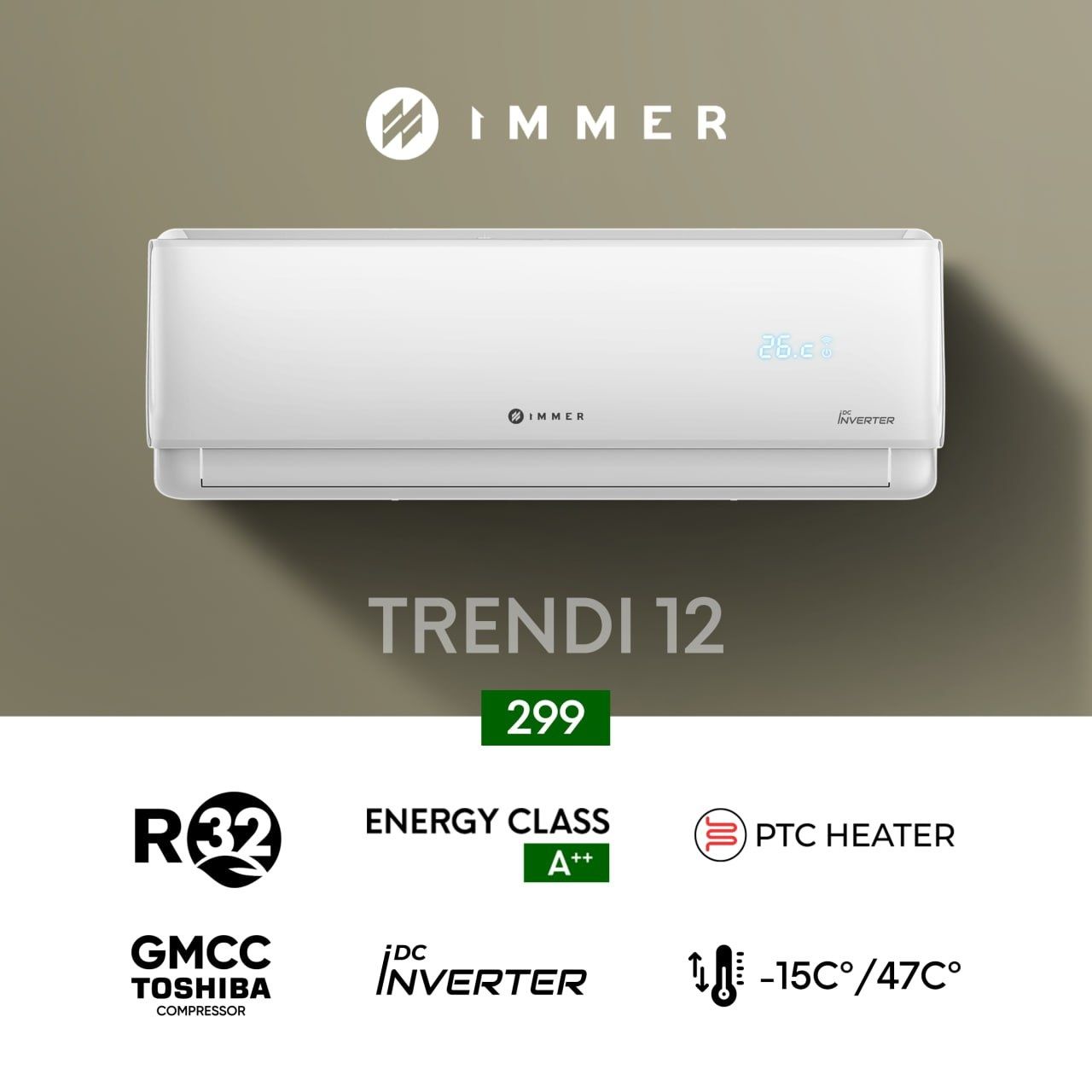 Кондиционер IMMER 12 Inverter/Акция/ Доставка/Гарантия