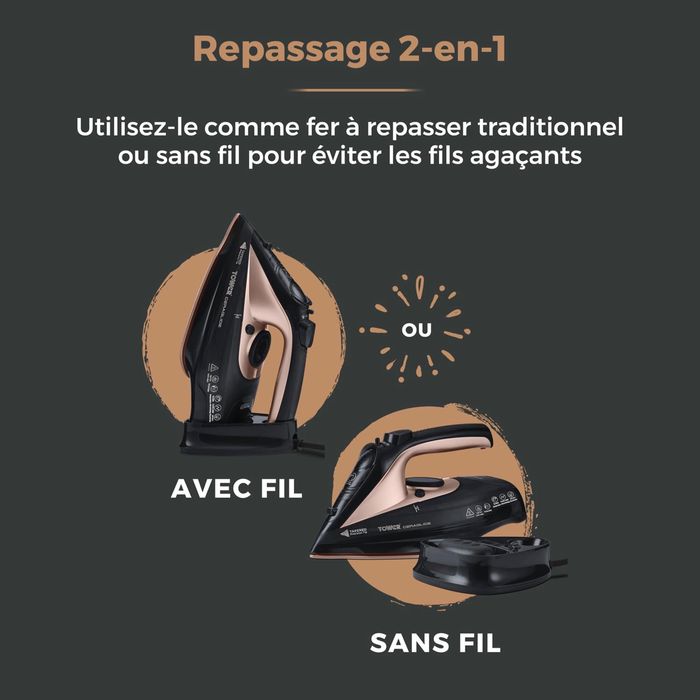 Fier de călcat cu abur fără fir Tower CeraGlide T22008RG Tower