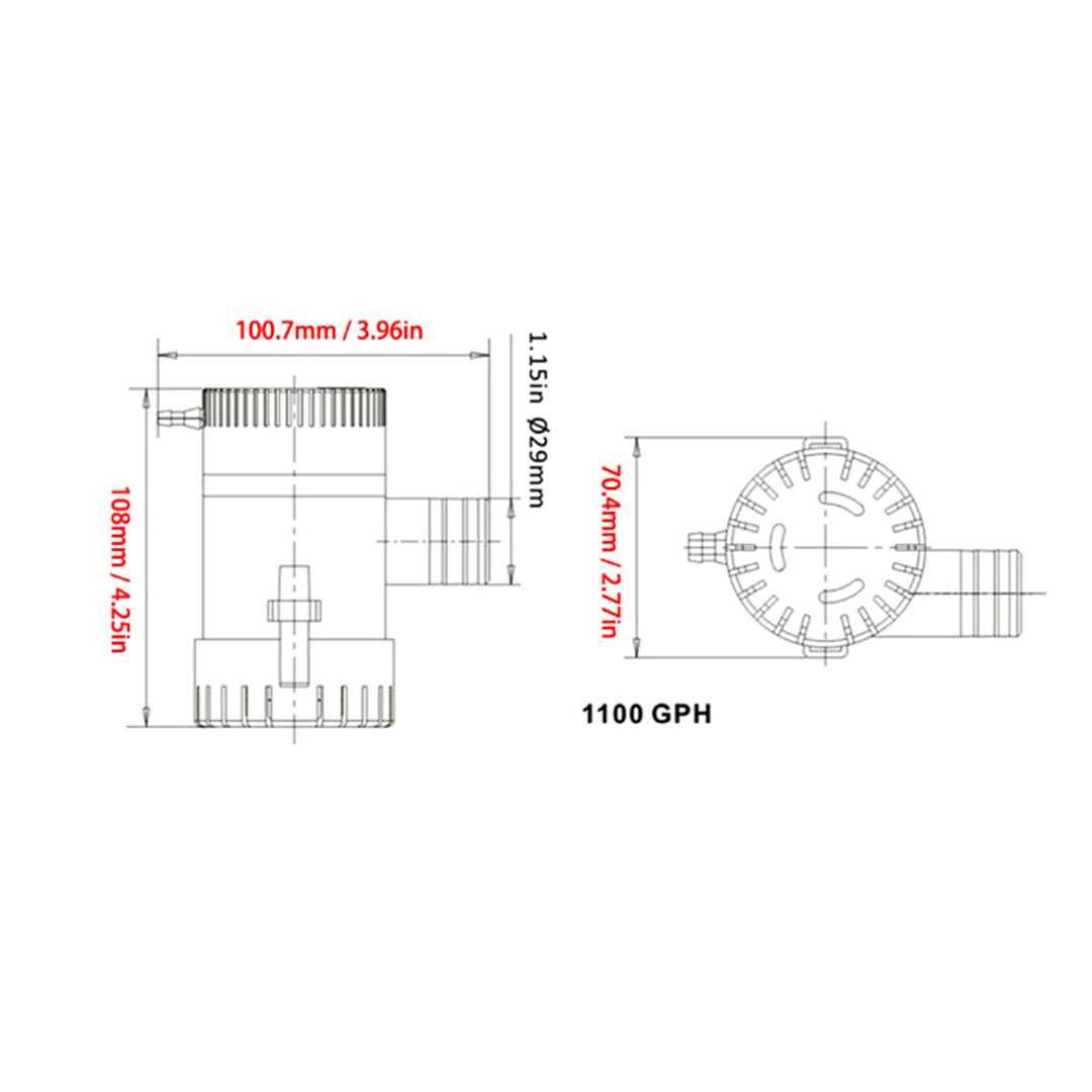 Отводнителна потопяема помпа, 12V, 1100GPH