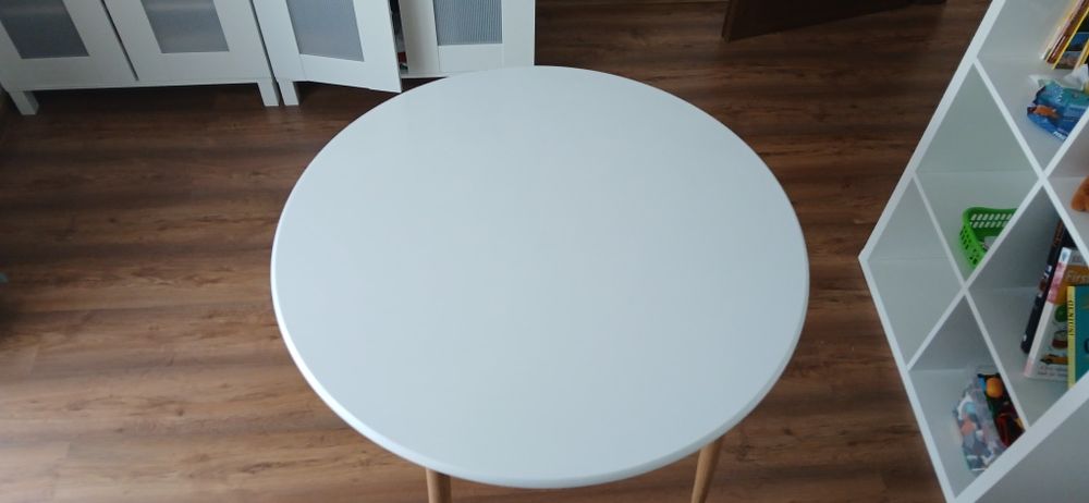 Masa rotunda alba, Diametru 90 cm