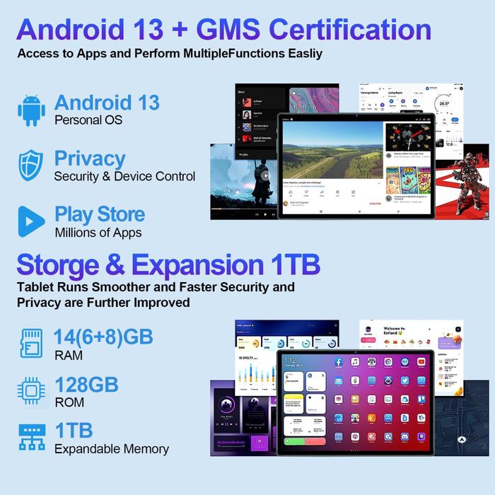 Tableta Facetel Q10,Android 13, 14 gb ram/128 gb rom Nou/ Sigilat