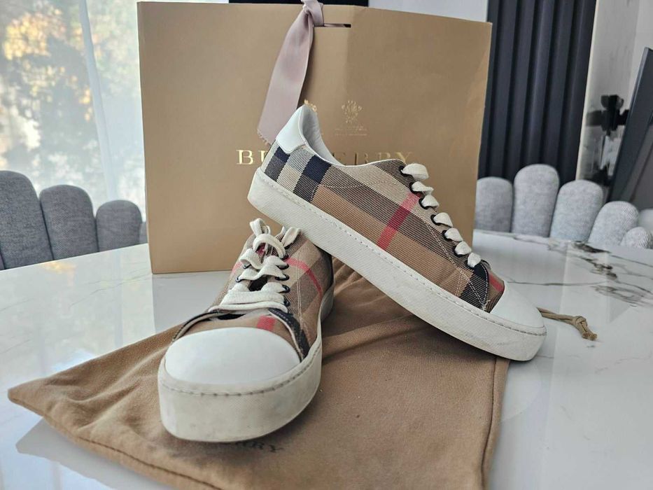 Обувки Burberry White/Beige Nova Check Canva 37 номер