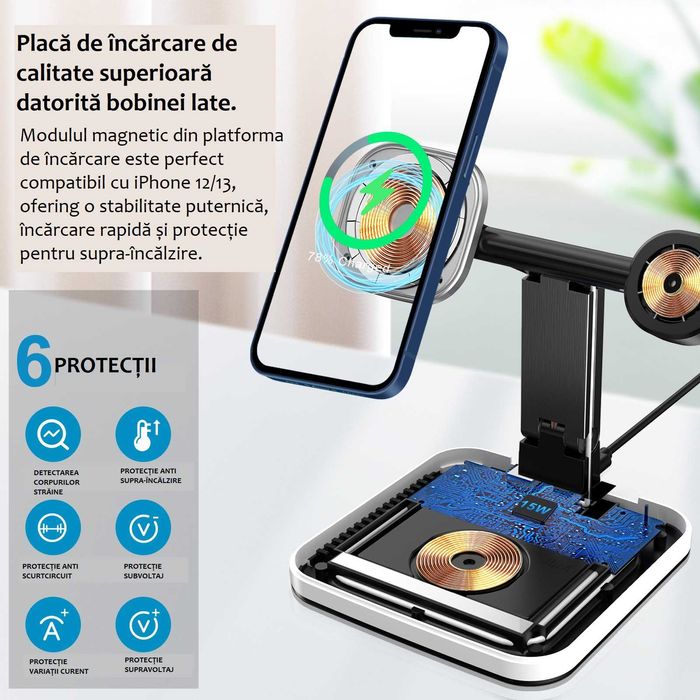 Incarcator wireless universal 5in1 Compatibil iOS 12, Android iQ