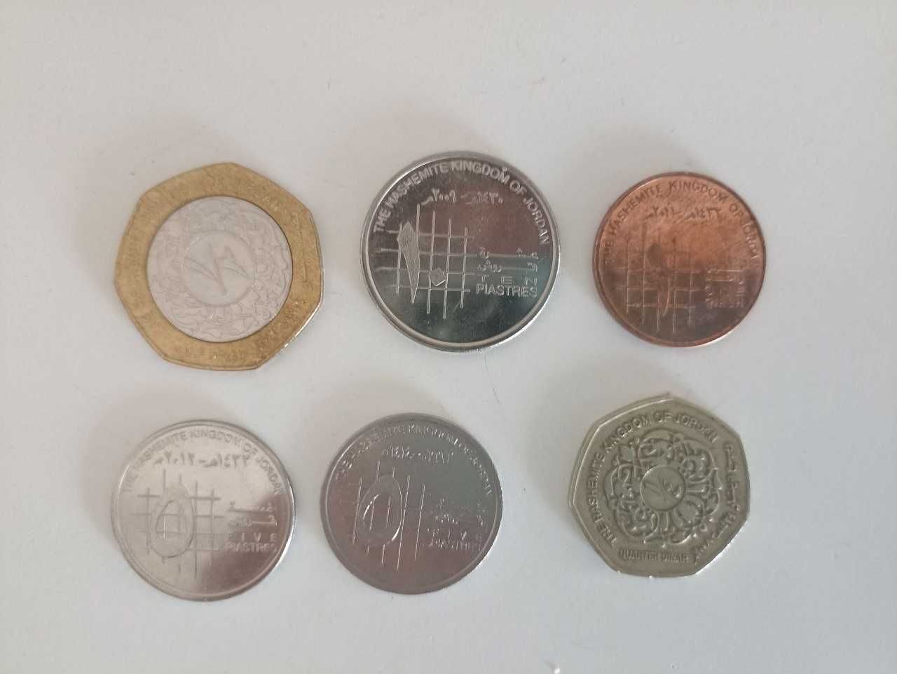Комплект из 6 монет Хашемитского Королевства Иордания, в идеале
