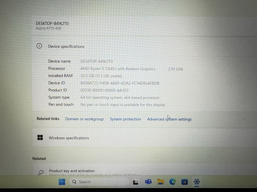 Acer Aspire 7 (A715-42G) risen 5