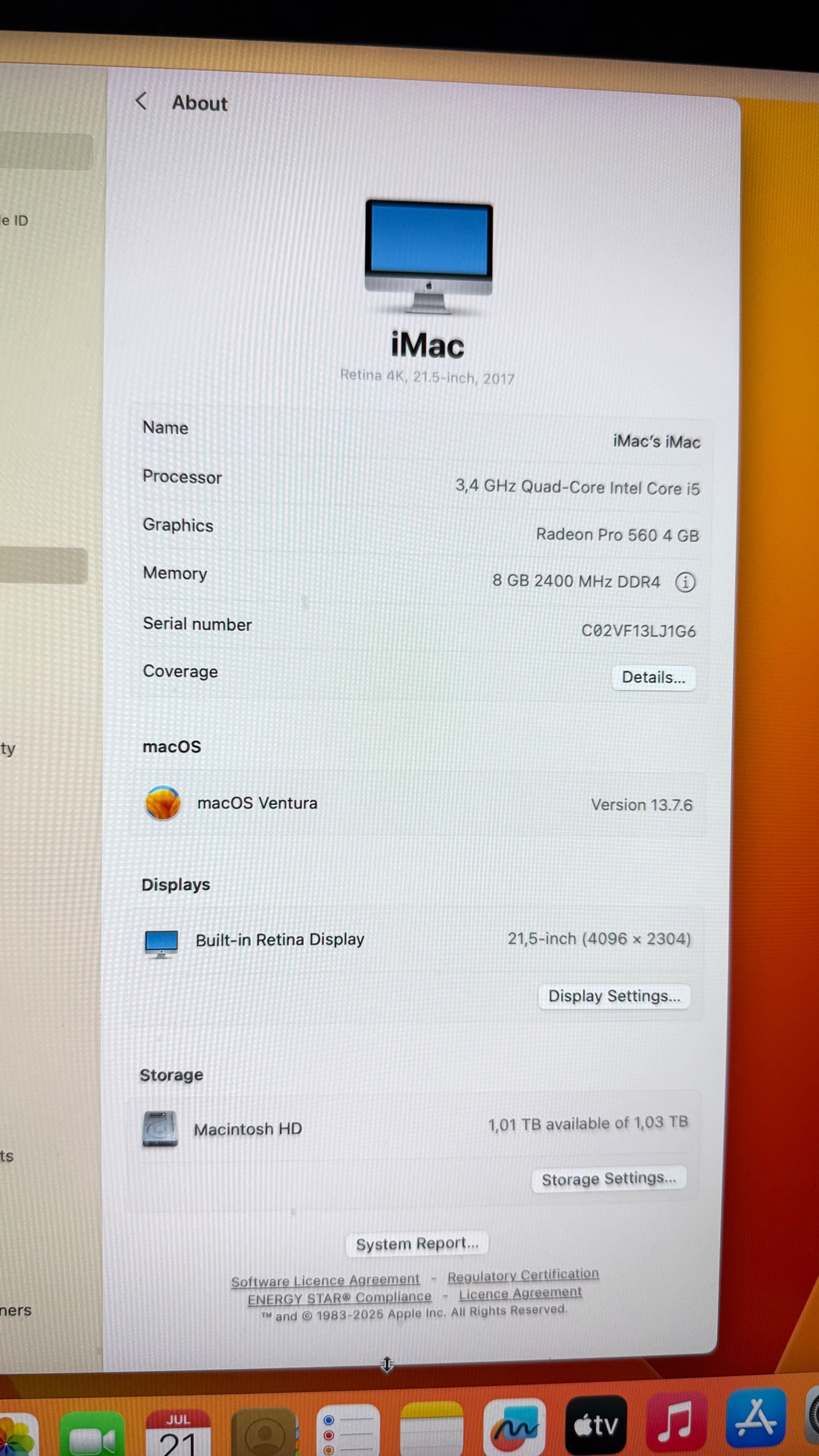 Продавам iMac 21.5” Retina 4K (2017) – отлично състояние