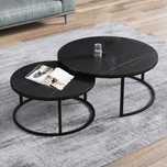 Set 2 masute rotunde de cafea cu efect de marmura, diametru 80/60 cm