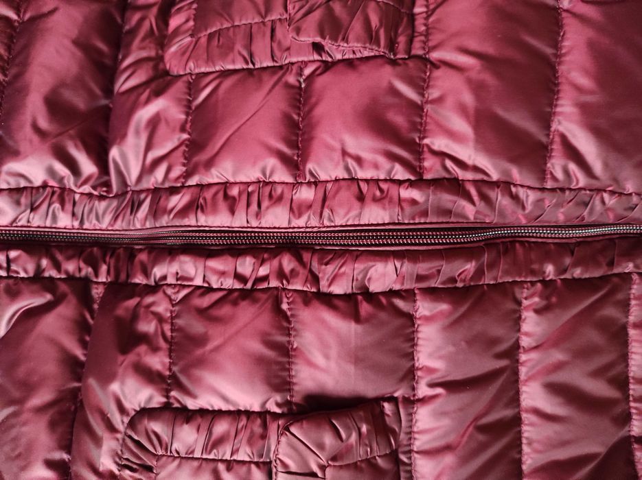 Ново дамско дълго атрактивно пухено яке в цвят бордо, ANDREWS, р-р 44