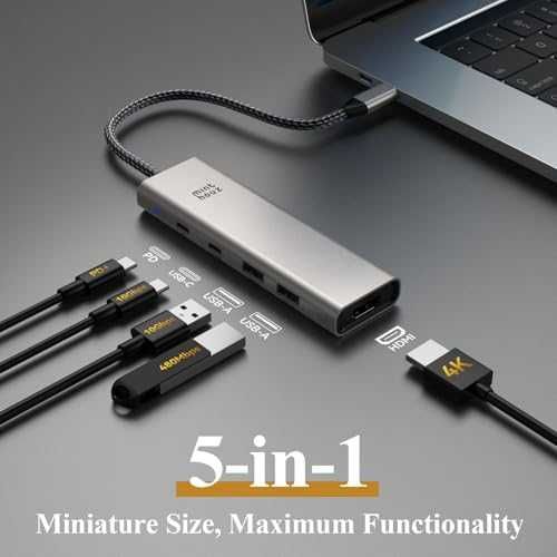 Нов бърз Адаптер USB-C Хъб 5 в 1 4K HDMI 140W PD 10Gbps за MacBook/PC