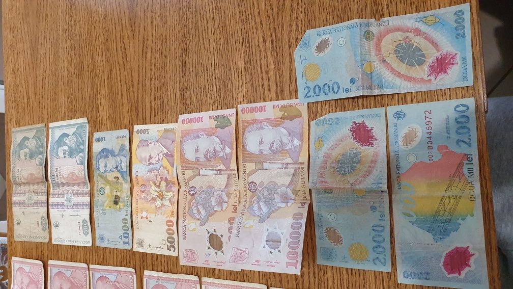 Bancnote bani vechi colecție 5000 cinci mii leii 10000 zece mii 500 ec