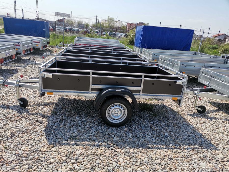 Remorca Auto 750 KG Repo Atv Moto cu Prelată Dublu Ax Platforma