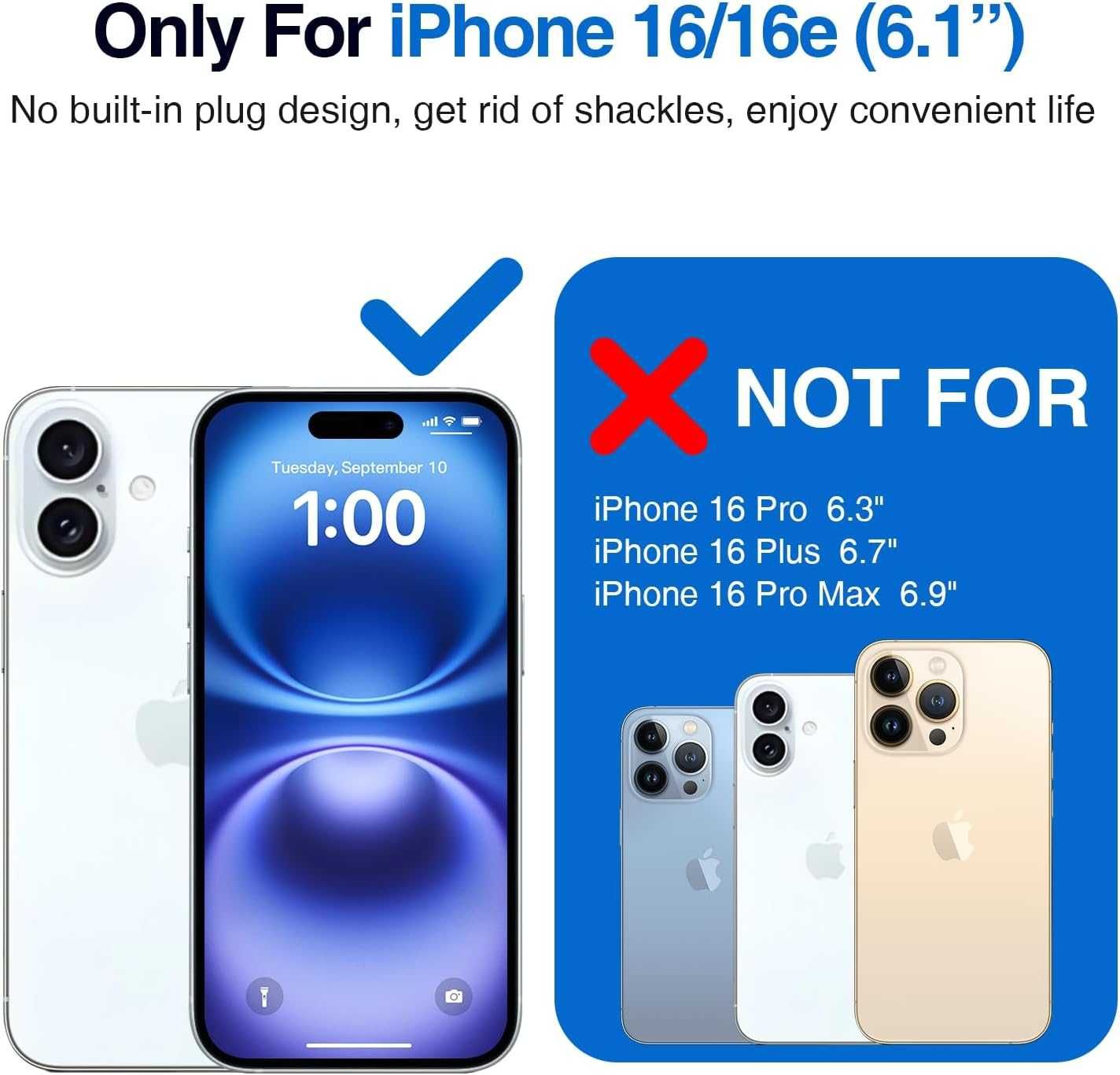 Калъф с батерия BOPPS за iPhone 16-6,1 инча, 15 W, 8500 mAh - червен
