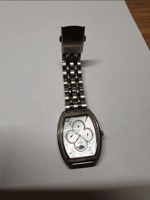 Ceas Christ Swiss Made gri, curea metal, unisex, stare buna