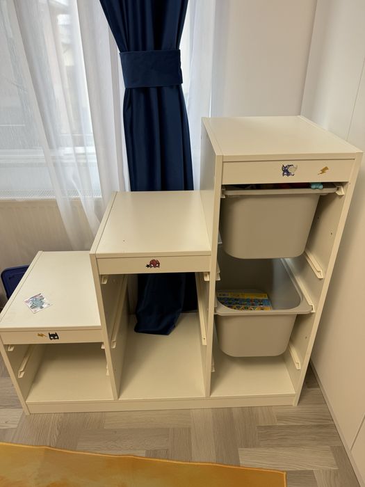 Ansamblu depozitare+cutii, alb/alb