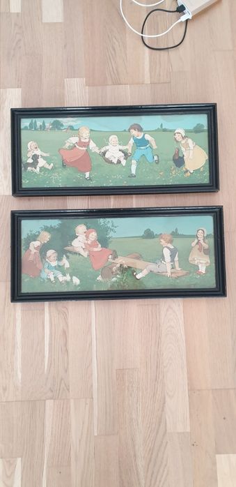 Set pereche tablouri litografii vintage colectie Anglia 1920