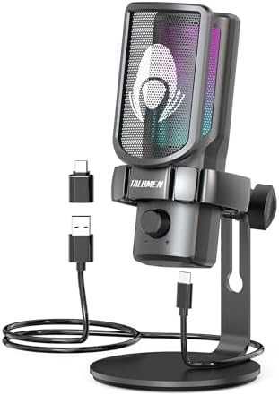 Нов Професионален стрийминг микрофон USB, шумофилтър, LED осветление