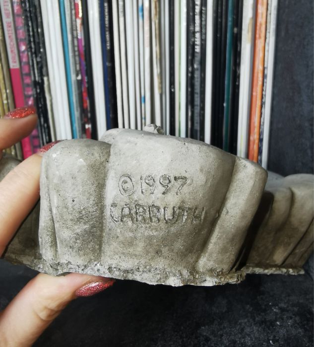 Антикварна фигура глава на фея елф подписана автентична масивна декор