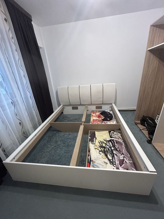 Pat tapițat alb 160/200