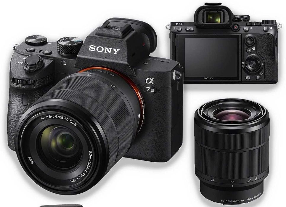 Sony alpha a7III kamera FE 28-70mm f/3.5-5.6 OSS ob’yektivi bilan.