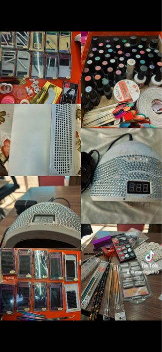 Набор для маникюра и наращивания ресниц.