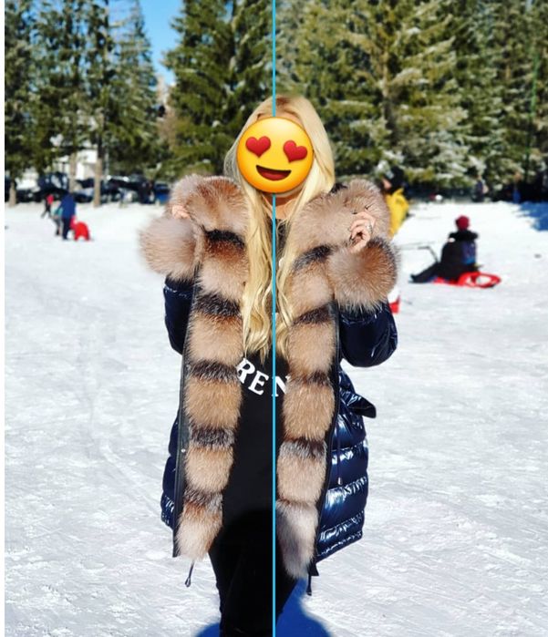 Geaca de iarna Parka cu blana naturala de vulpe