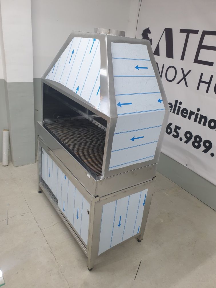 Gratar, gratare din inox pe carbuni cu hota, dulap si samota 120x60cm