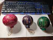 Set vintage de 3 globuri pentru brad