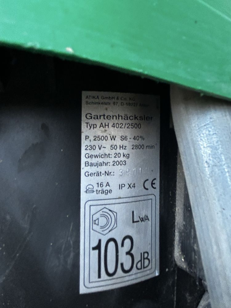 Качествена немска дробилка за клони PARKSIDE 2500W