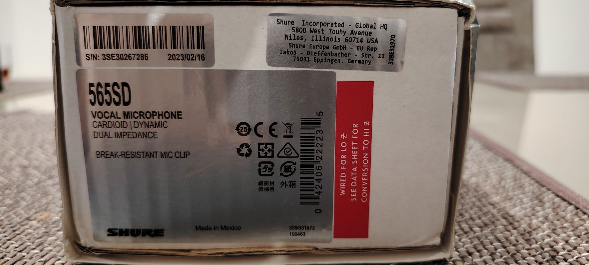 Vând microfon SHURE 565 SD NOU