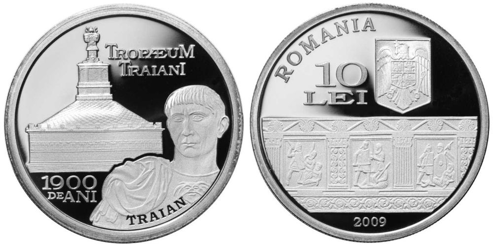 Moneda BNR 10 lei argint monumentul de la Adamclisi NGC PF 69 UC