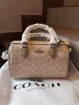COACH Signature Rowan Blocked Satchel Sand Taupe Multi
