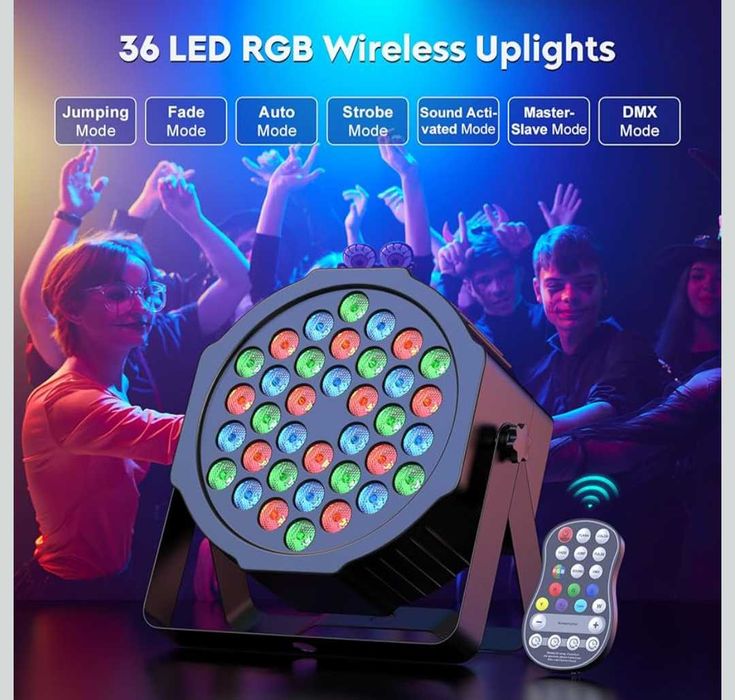 HOLDLAMP Акумулаторни Par светлини 36W RGB DJ LED Par 2 броя комплект