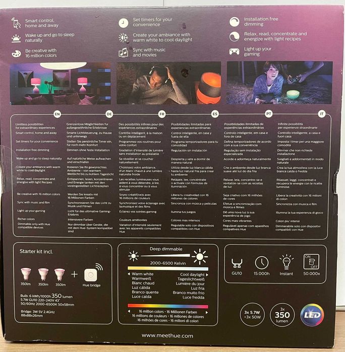 Philips Hue GU10 Starter Kit 3 becuri + Bridge Nou sigilat
