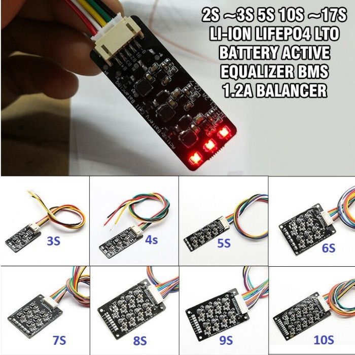 Active balancing 1200mA ion acumulator 10S 14S 16S 17S 18650 pentr bms