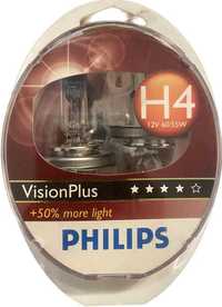 Set 2 Becuri auto PHILIPS, Vision Plus H4, 12V, 60/55W