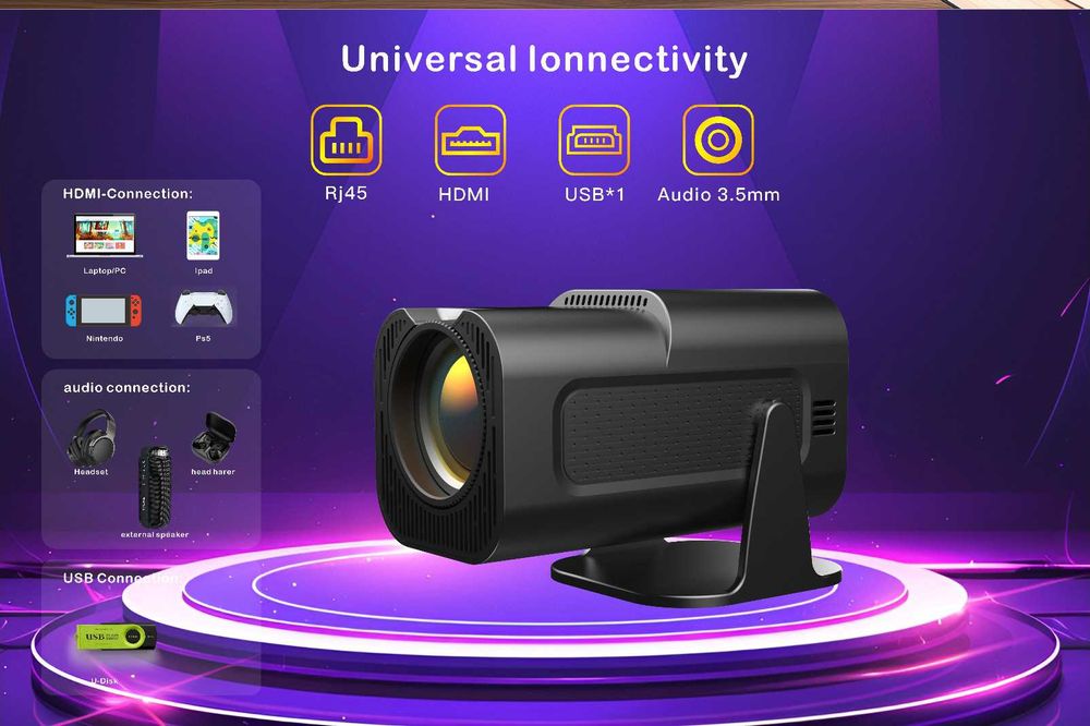 Portable projector for home theater, 1080p smart HD 4K
