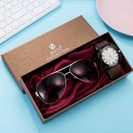 Мъжки красиво опакован ръчен часовник в комплект със слънчеви очила