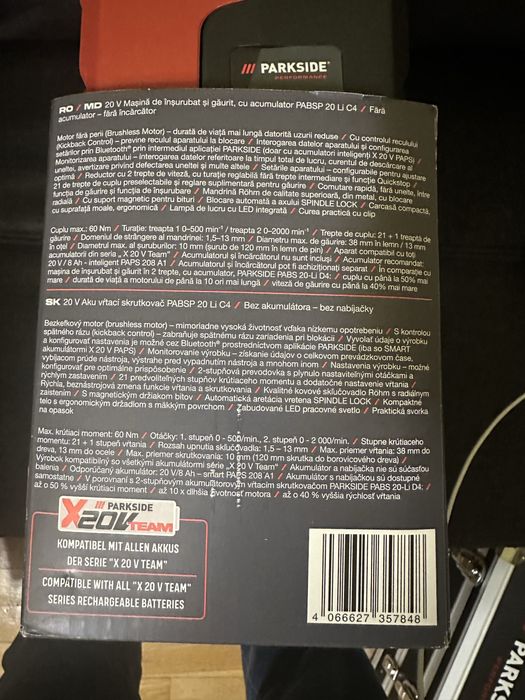 Bormasina filetanta parkside performance pabsp 20li c4